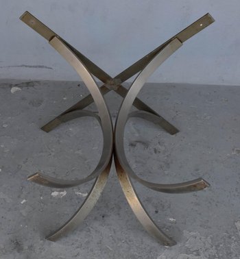 Vintage Table 1970 Brushed Metal And Marble O. Borsani