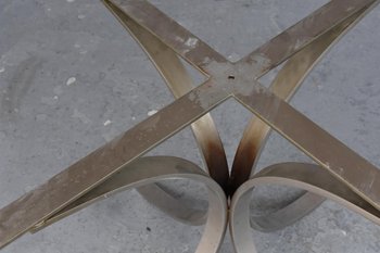 Vintage Table 1970 Brushed Metal And Marble O. Borsani