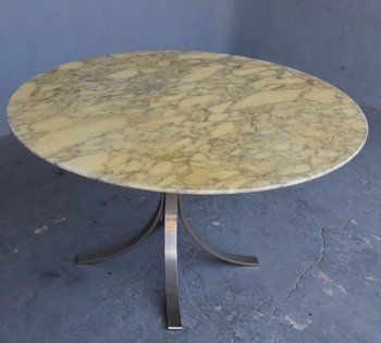 Vintage Table 1970 Brushed Metal And Marble O. Borsani