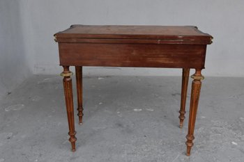             Table à Jeu à Système Napoléon III Marquetée XIXème            