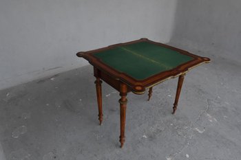             Table à Jeu à Système Napoléon III Marquetée XIXème            