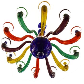             Multicolored Italian Blown Glass Chandelier After Murano