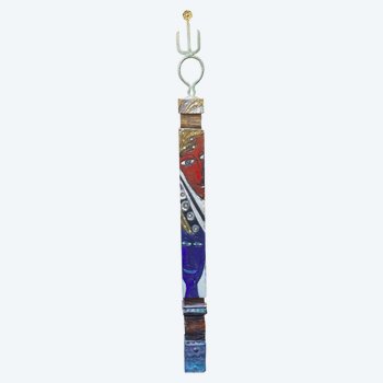 Jean-paul Le Buhan Born In 1946. Totem, Wood And Metal Sculpture Signed On The Base. H: 170 cm.
