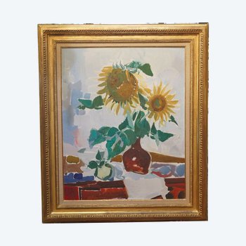 Pierre THERON (1918-2000) "Les deux tournesols"