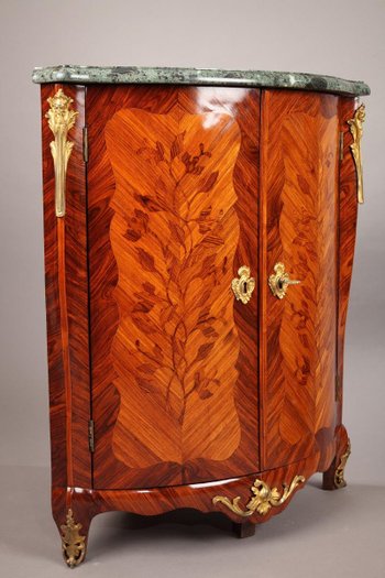 Paire d'Encoignures En Marqueterie De Fleurs d'époque Louis XV