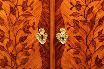 Paire d'Encoignures En Marqueterie De Fleurs d'époque Louis XV