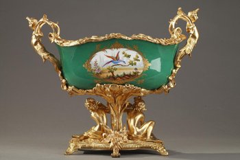 Porcelain And Bronze Planter With Galant Couples