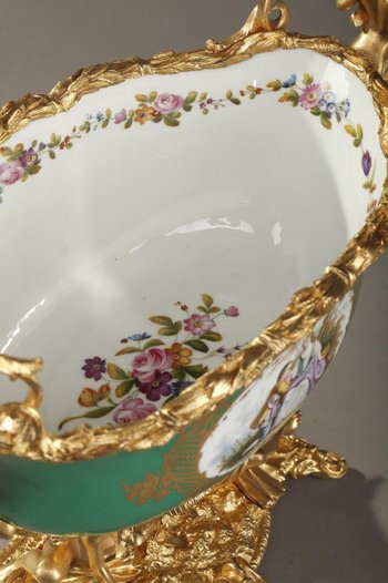Porcelain And Bronze Planter With Galant Couples
