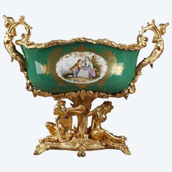 Porcelain And Bronze Planter With Galant Couples