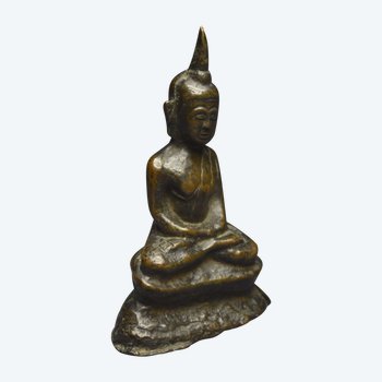 Laos, XVIIIème - XIXème siècle, Bouddha en bronze en position de méditation