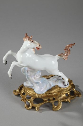 Pair Of Horses In Porcelain Manufacture Samson