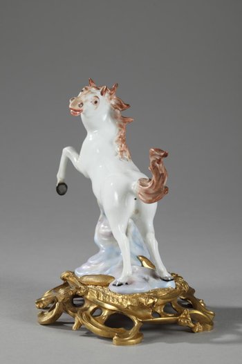 Pair Of Horses In Porcelain Manufacture Samson