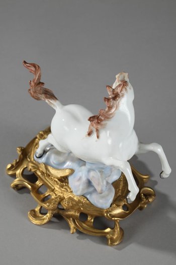 Pair Of Horses In Porcelain Manufacture Samson