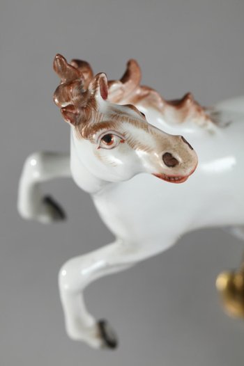 Pair Of Horses In Porcelain Manufacture Samson