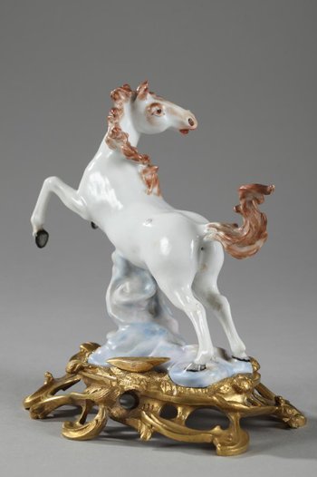 Pair Of Horses In Porcelain Manufacture Samson