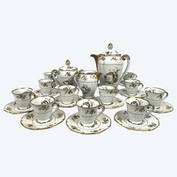 Service à café en porcelaine de Limoges Bonhomme vers 1960