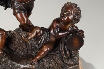 Amanti musicanti in bronzo e marmo, XIX secolo