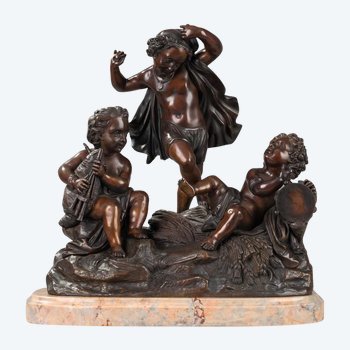 Amanti musicanti in bronzo e marmo, XIX secolo