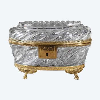 Charles X period gilt bronze and cut crystal jewelry box