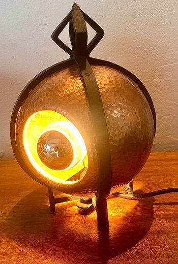 Rare! Paire de Lampes Art Déco en dinanderie 