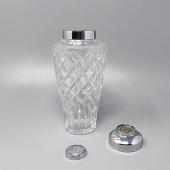 1960 Beautiful Cut Crystal Cocktail Shaker with Ice Bucket Made in Italy