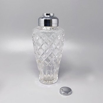 1960 Beautiful Cut Crystal Cocktail Shaker with Ice Bucket Made in Italy