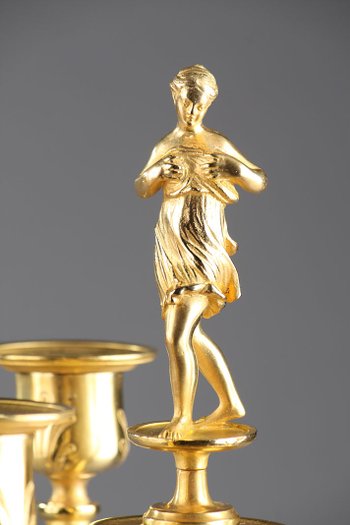 Naturalist Candlesticks In Gilt Bronze In The Taste Of Auguste Cain