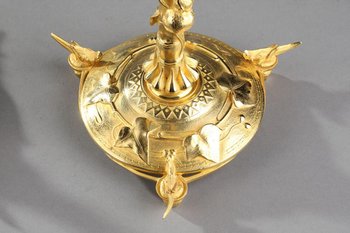 Naturalist Candlesticks In Gilt Bronze In The Taste Of Auguste Cain