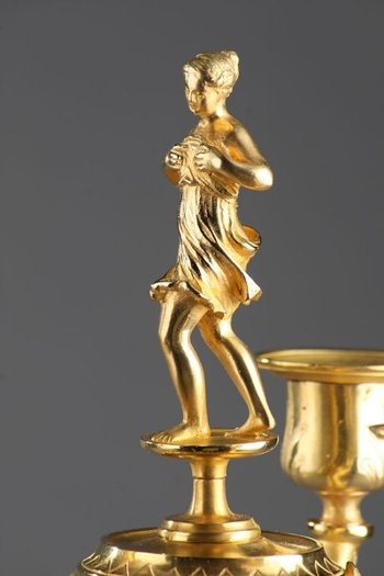 Naturalist Candlesticks In Gilt Bronze In The Taste Of Auguste Cain