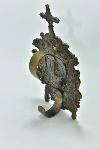 Osculatoire En Bronze Doré Et Argent d'époque Louis XIV            