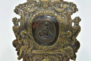 Osculatoire En Bronze Doré Et Argent d'époque Louis XIV            