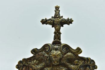 Osculatoire En Bronze Doré Et Argent d'époque Louis XIV            