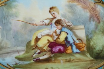 Coupe En Porcelaine Bleue Dans Le Style De Sèvres, XIXe Siècle
