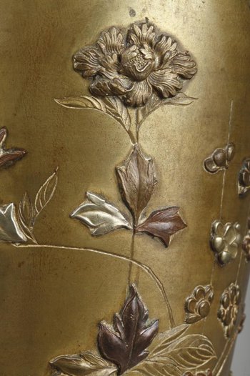 Paire De Lampe à Pétrole Ancienne à Décor d'Oiseaux Et De Fleurs Dans Le Style De Chine