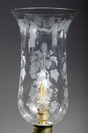 Paire De Lampe à Pétrole Ancienne à Décor d'Oiseaux Et De Fleurs Dans Le Style De Chine