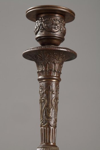 Pair Of Restoration Period Tripod Candlesticks