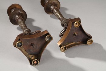 Pair Of Restoration Period Tripod Candlesticks