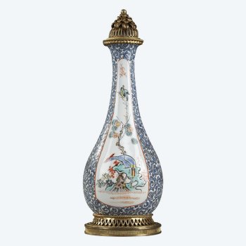 Flacon De Parfum Ancien: Fiole à Opium En Porcelaine Et émail, Manufacture Samson