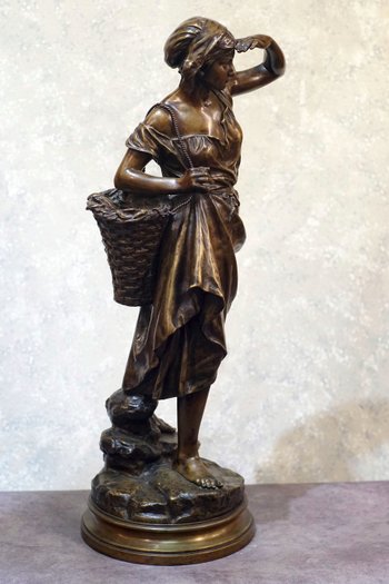 Eugène LAURENT (1832-1898) "Pescatrice" Bronzo.