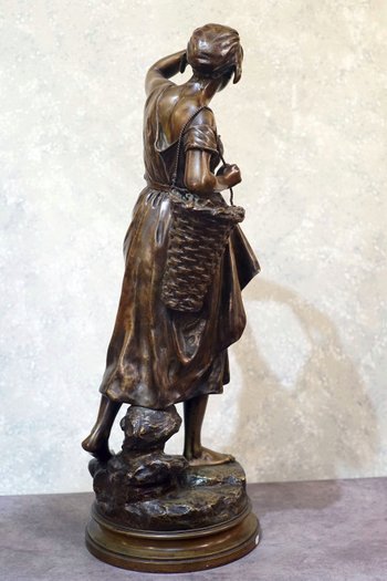 Eugène LAURENT (1832-1898) "Pescatrice" Bronzo.