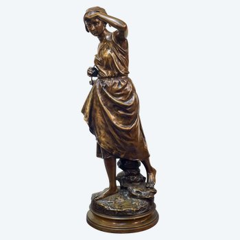 Eugène LAURENT (1832-1898) "Fisherwoman" Bronze.