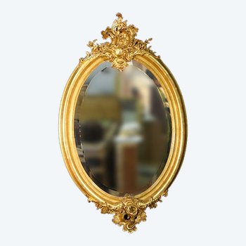 Miroir Napoléon III doré à la feuille XIXème siècle 