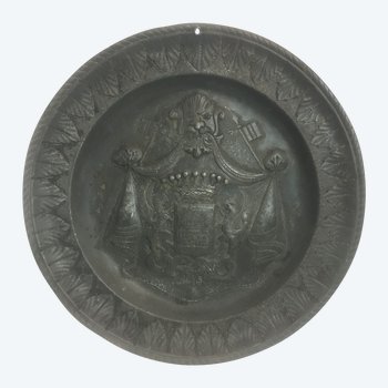 18th century coat of arms pewter dish