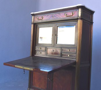 Secrétaire Louis XVI à Portes En Acajou Flammé XVIIIème Serrures à Trèfle