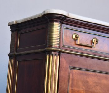 Secrétaire Louis XVI à Portes En Acajou Flammé XVIIIème Serrures à Trèfle