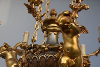             Napoleon III Gilt Bronze Babies Chandelier