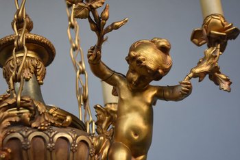             Napoleon III Gilt Bronze Babies Chandelier