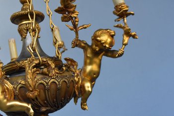             Napoleon III Gilt Bronze Babies Chandelier