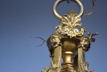             Magnificent Louis XIV Chandelier Napoleon III In Gilt Bronze Heads