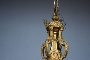             Magnificent Louis XIV Chandelier Napoleon III In Gilt Bronze Heads